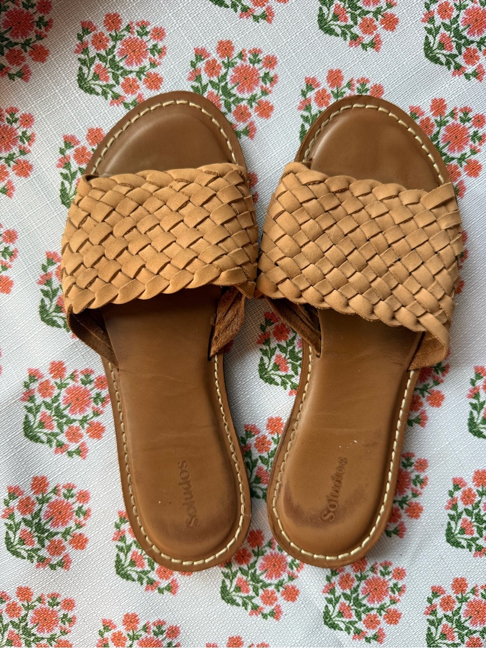 Soludos Braided Slide Sandals in Tan/Cognac